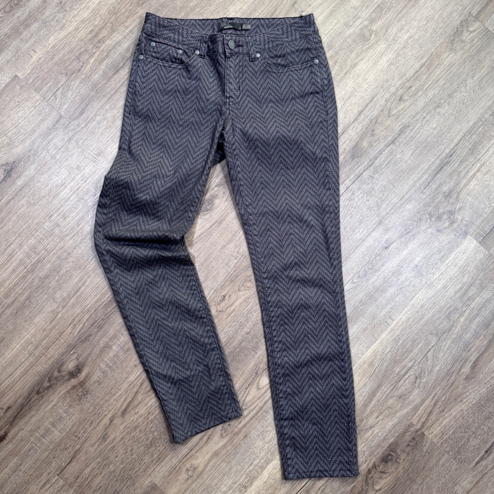 Prana Black and Gray Chevron Pattern Skinny Jeans - Size 2
